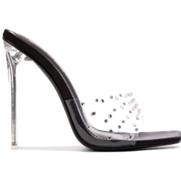 Best In The Game Studded Heeled Sandals Black - Picture 2 of 4